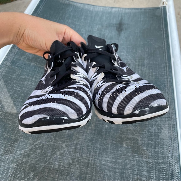 Nike free tr fit 5 black white size 9 running shoes zebra polka dot 2014 - Picture 5 of 6